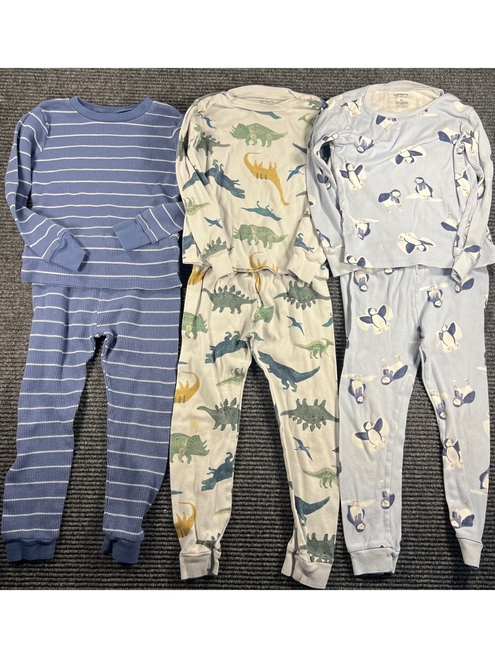 Carter's 4T Boys' 3-Pack Long Sleeve Pajama Sets with Dinosaur and Penguin